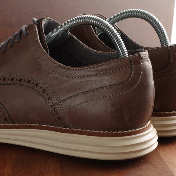 Cole Haan Oxfords Mens SZ 8.5M Gray Brown Grand OS Leather Wingtip Dress Shoes - Picture 10 of 15